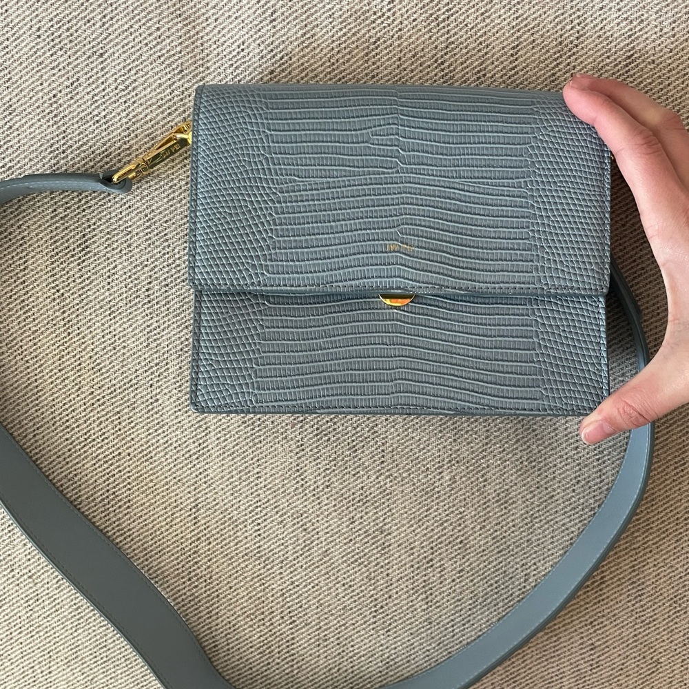 JW PEI Blue Faux Croc Crossbody Bag